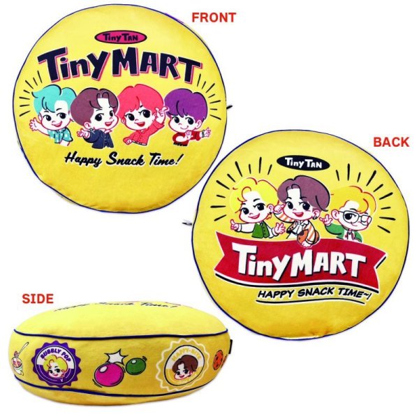 画像1: 【70%OFF】TinyTAN ラウンドクッション(TinyMART) イエロー 【KiNiNaRu/きになる】公式グッズ TinyTAN TinyMART   通販 (1)